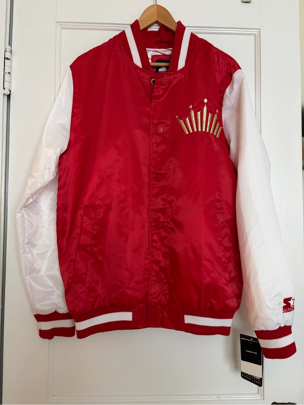 STARTER Red and White Bomber Jacket with Budweiser
